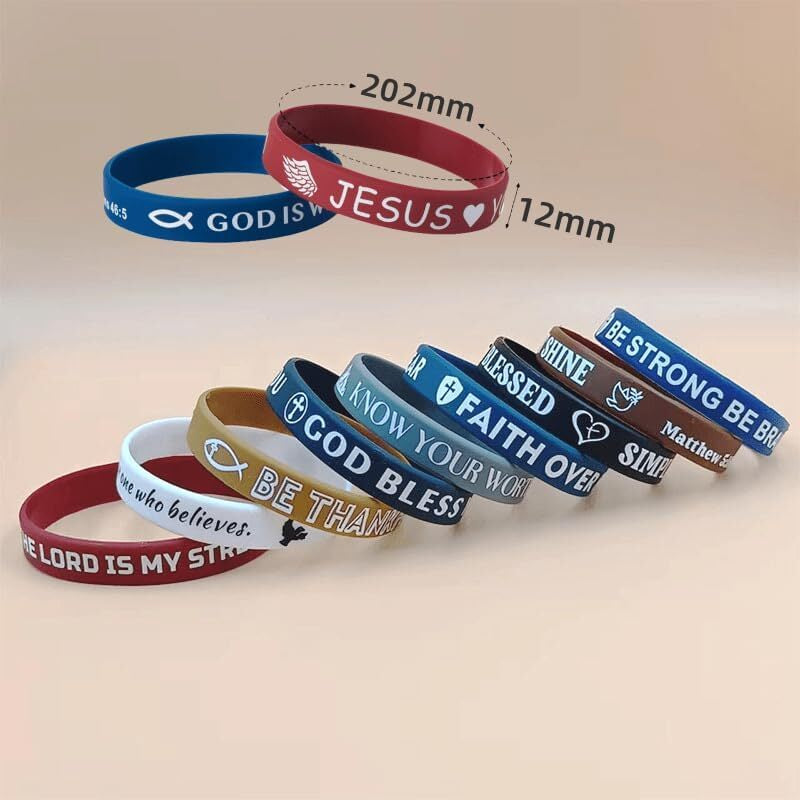20PCS Bible Verse Silicone Bracelets Bible Verse Rubber Bracelets Religious Chri