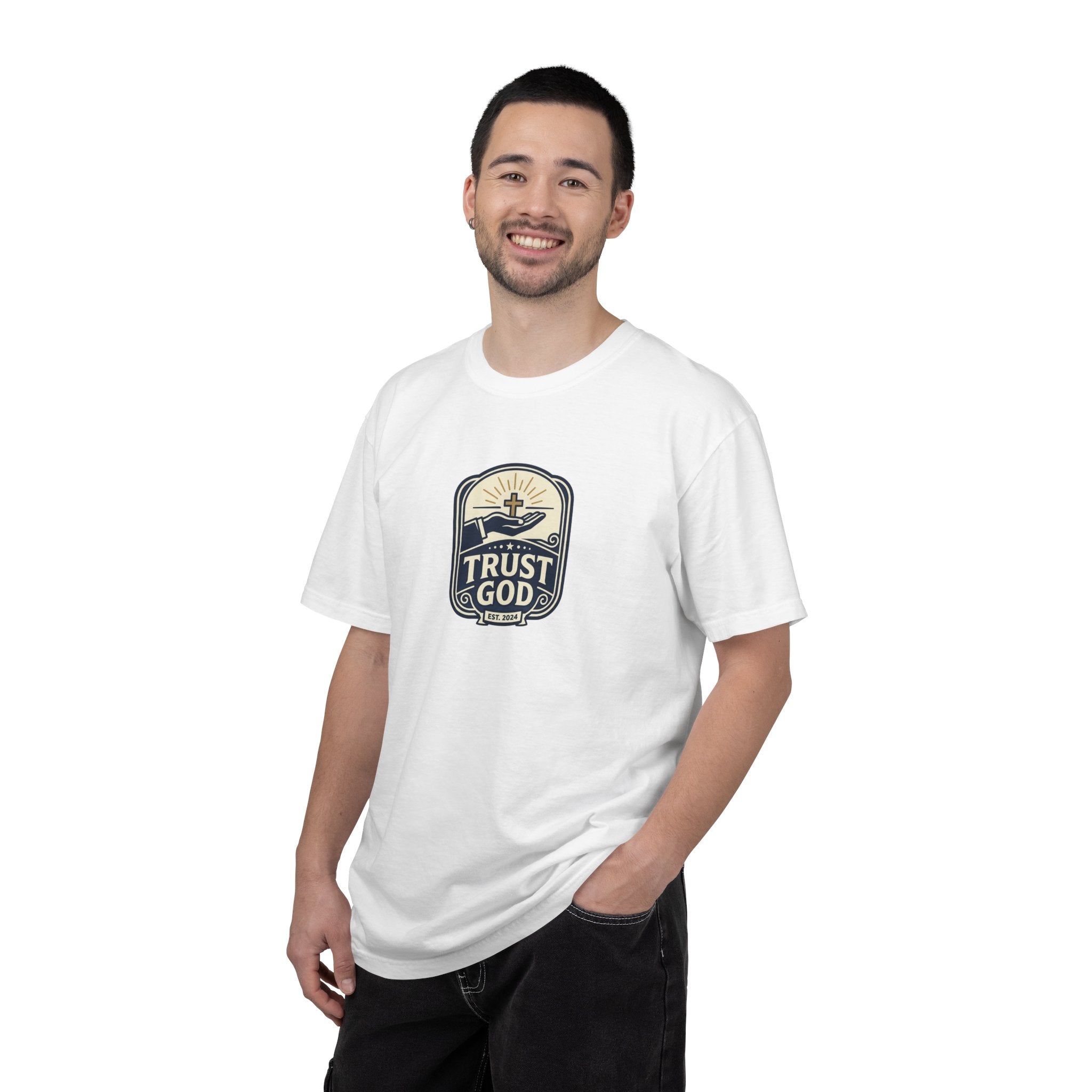 Trust God Badge T-Shirt — Inspirational Faith Graphic Tee