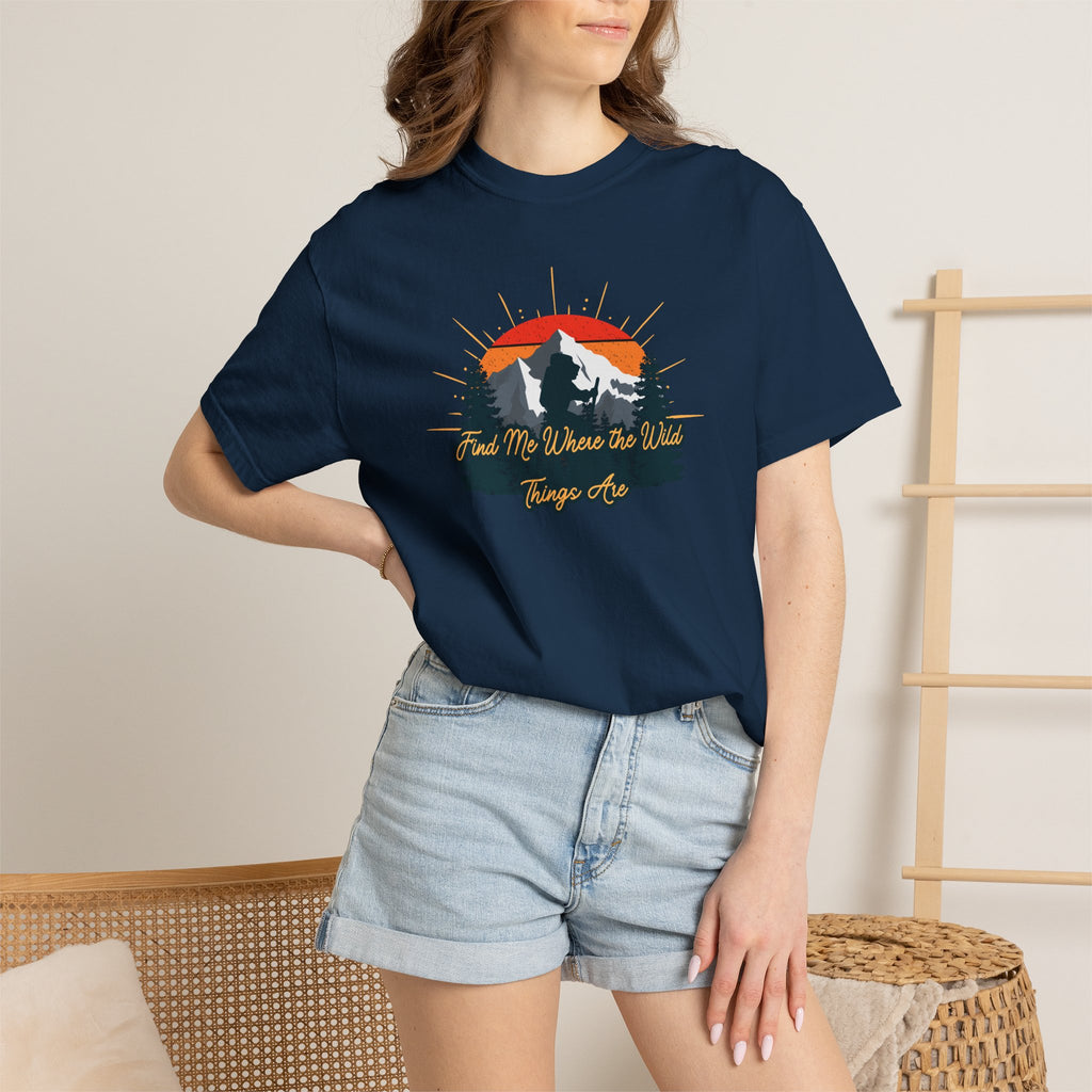 Mountain Sunset T-Shirt — 'Lead Me Where the Wild Things Are' Outdoor Graphic Tee
