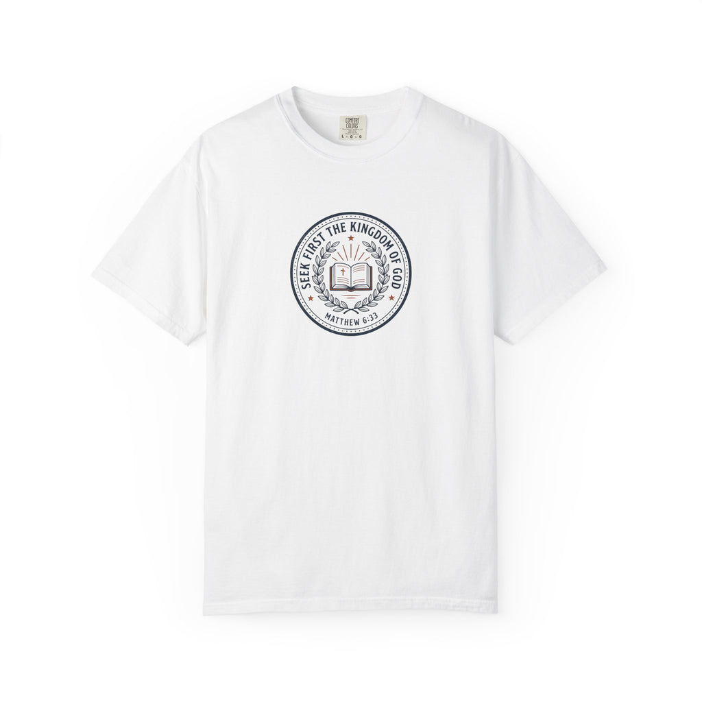 T-Shirt — "Seek First the Kingdom of God" Scripture Seal Tee