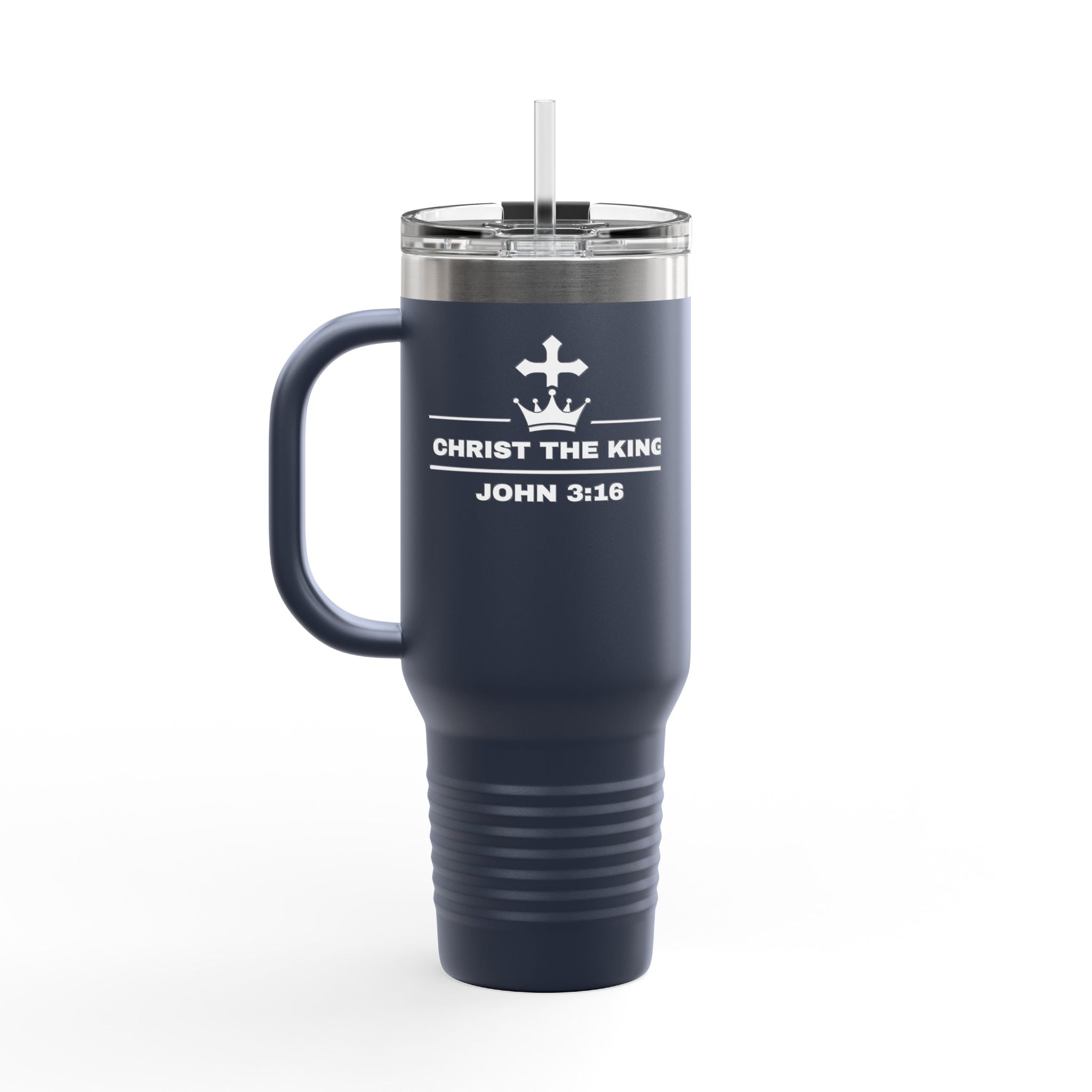 40oz Insulated Travel Mug — "Christ the King" John 3:16 Tumbler