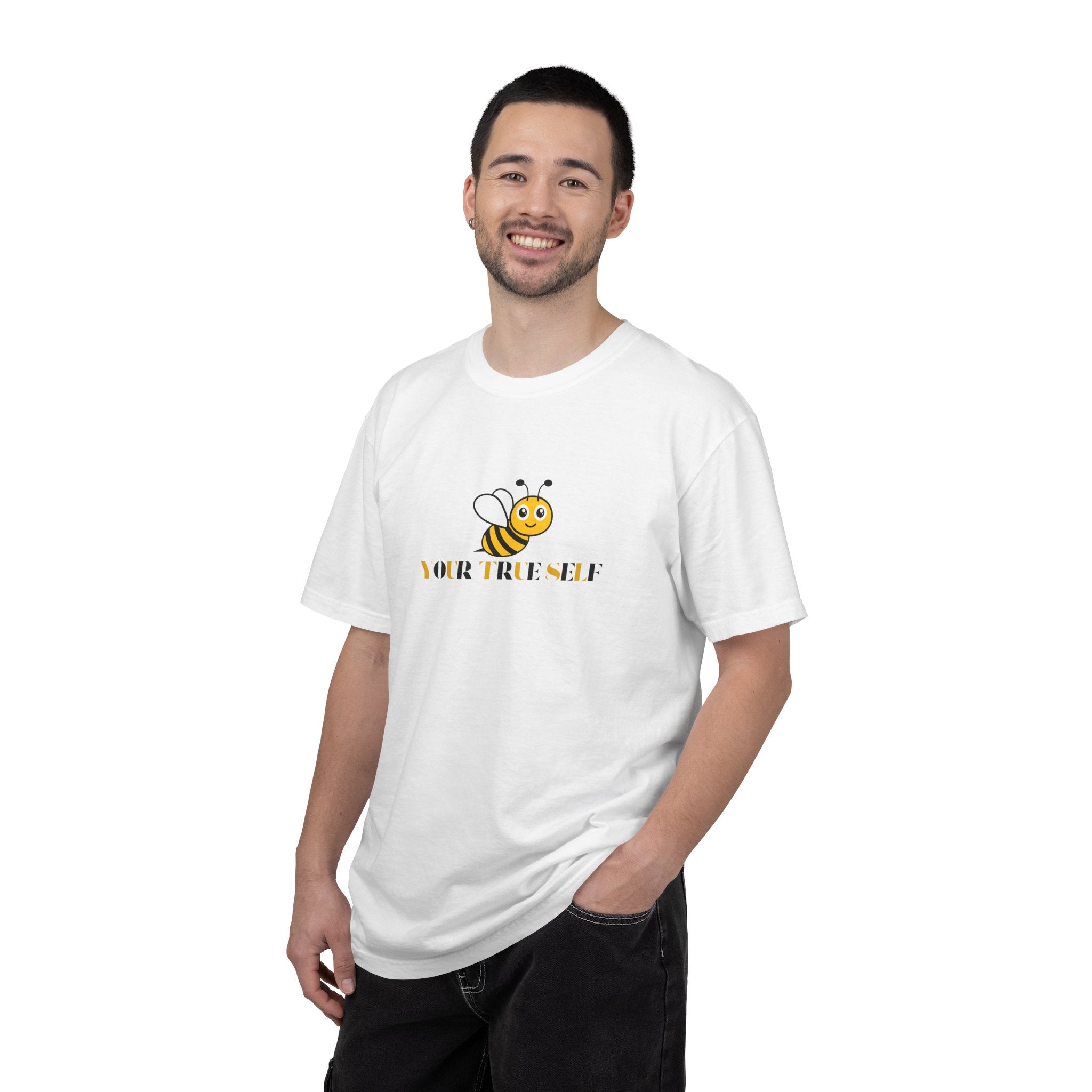 Bee Graphic T-Shirt — "Your True Self" Cute Bee Design, Positive Message Tee