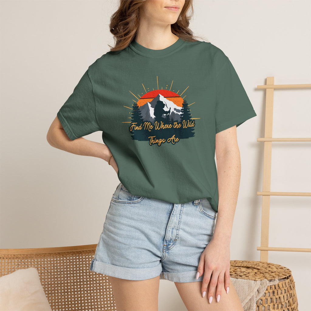 Mountain Sunset T-Shirt — 'Lead Me Where the Wild Things Are' Outdoor Graphic Tee