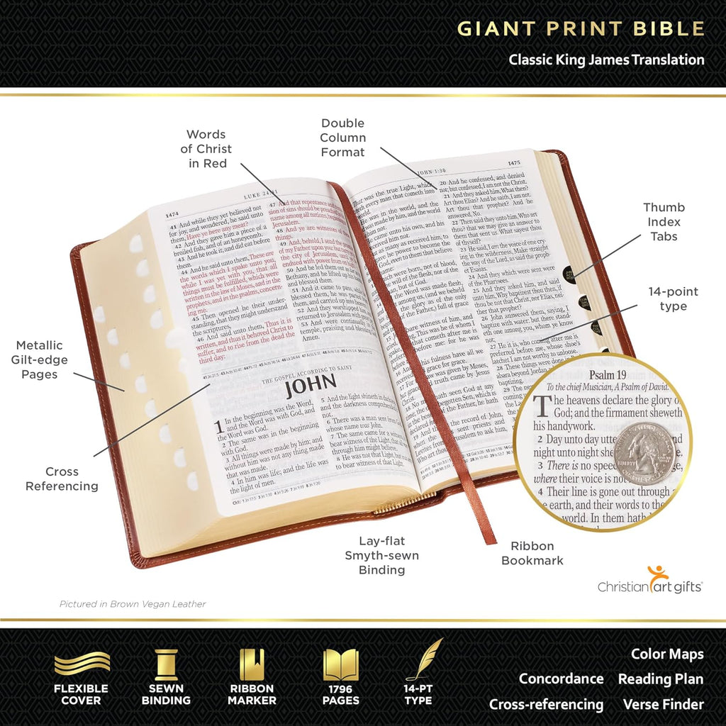 KJV Holy Bible, Giant Print Standard Size Faux Leather Red Letter Edition - Thum