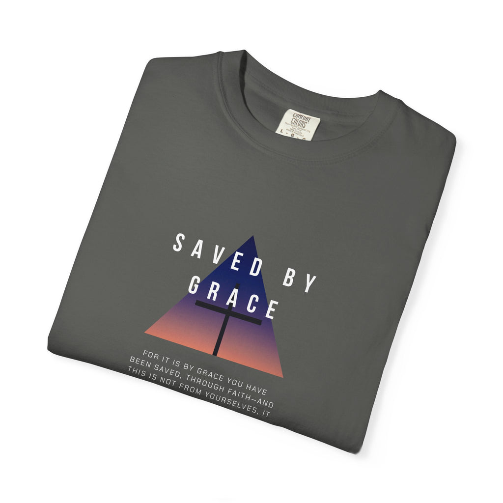 Saved by Grace T-Shirt — Christian Faith Graphic Tee with Cross & Scripture
