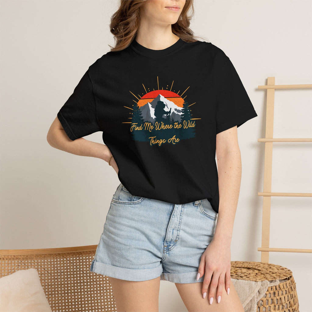 Mountain Sunset T-Shirt — 'Lead Me Where the Wild Things Are' Outdoor Graphic Tee