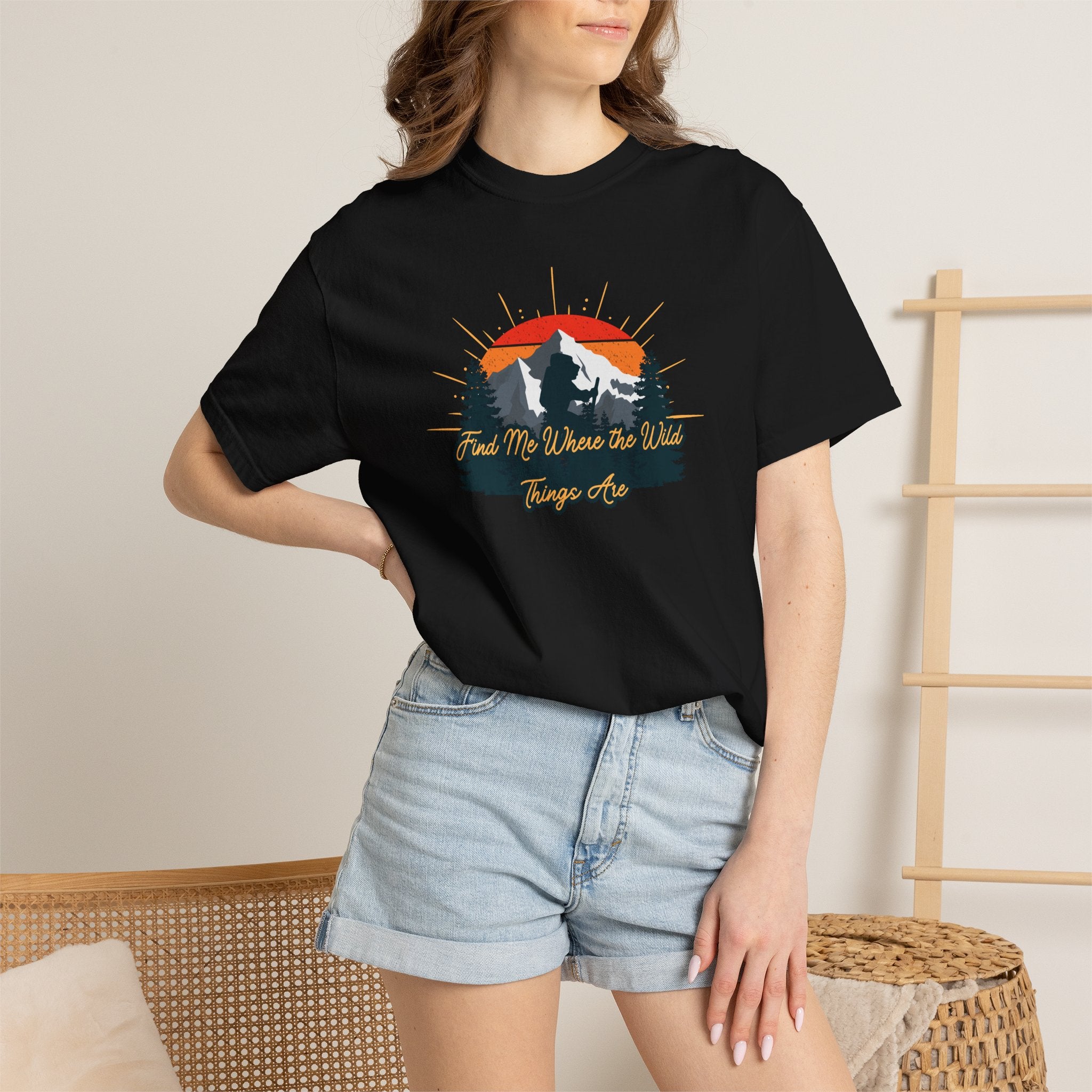 Mountain Sunset T-Shirt — 'Lead Me Where the Wild Things Are' Outdoor Graphic Tee