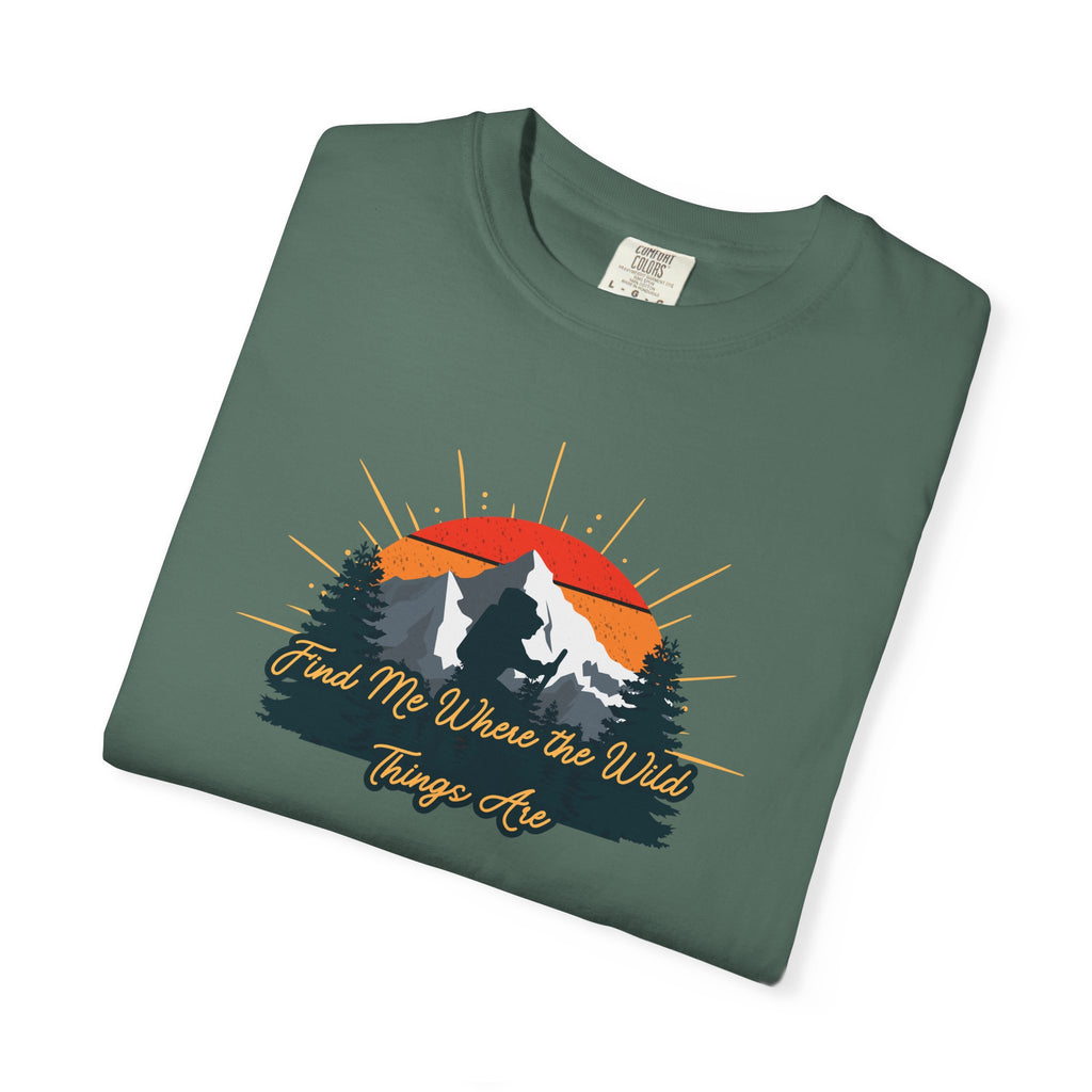 Mountain Sunset T-Shirt — 'Lead Me Where the Wild Things Are' Outdoor Graphic Tee