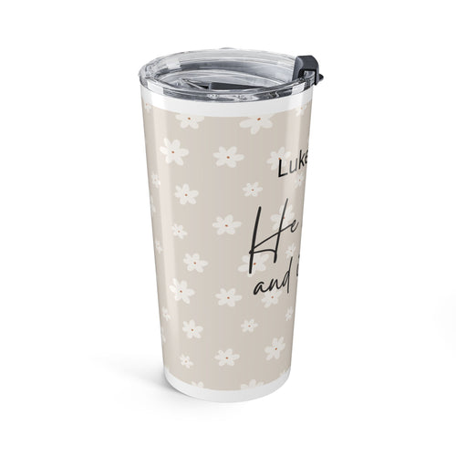 20oz Christian Tumbler — "He Was Lost and Is Found" (Luke 15:11-32) Floral Travel Mug