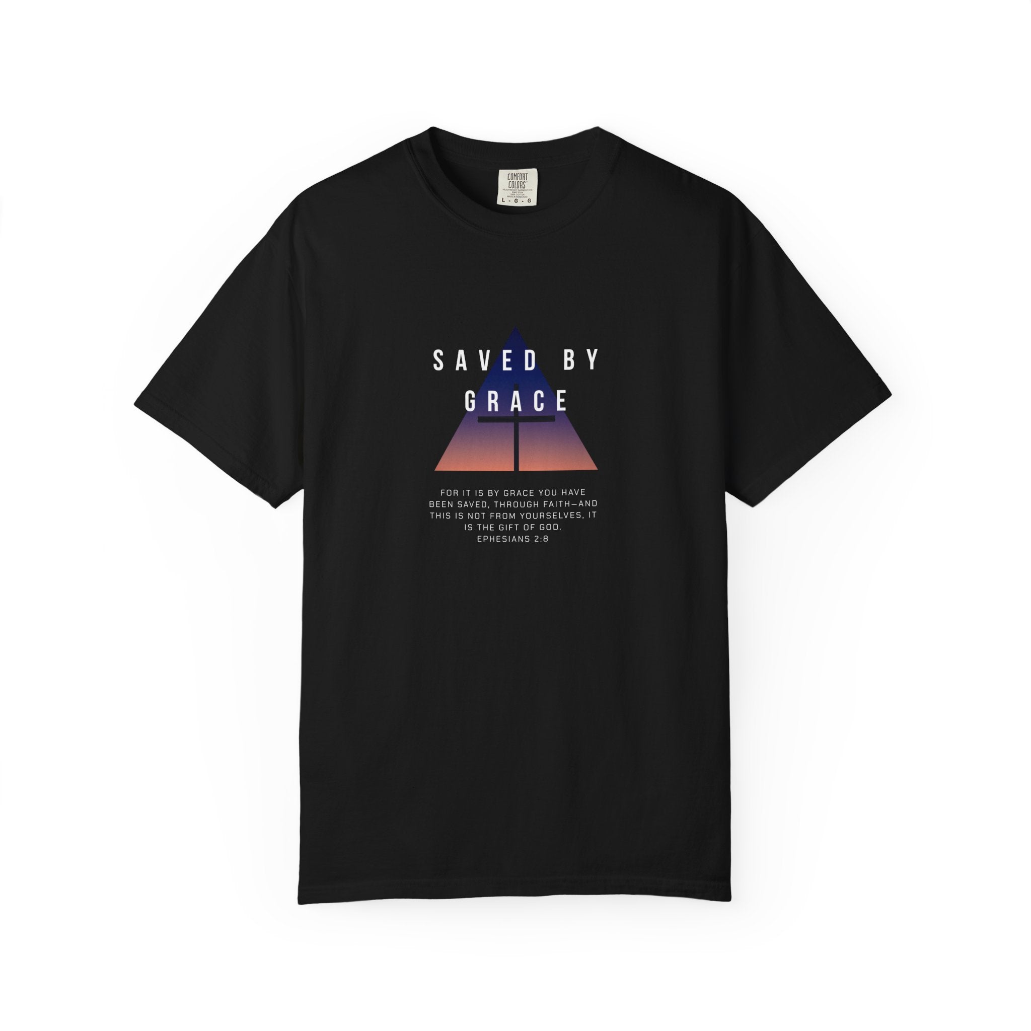 Saved by Grace T-Shirt — Christian Faith Graphic Tee with Cross & Scripture