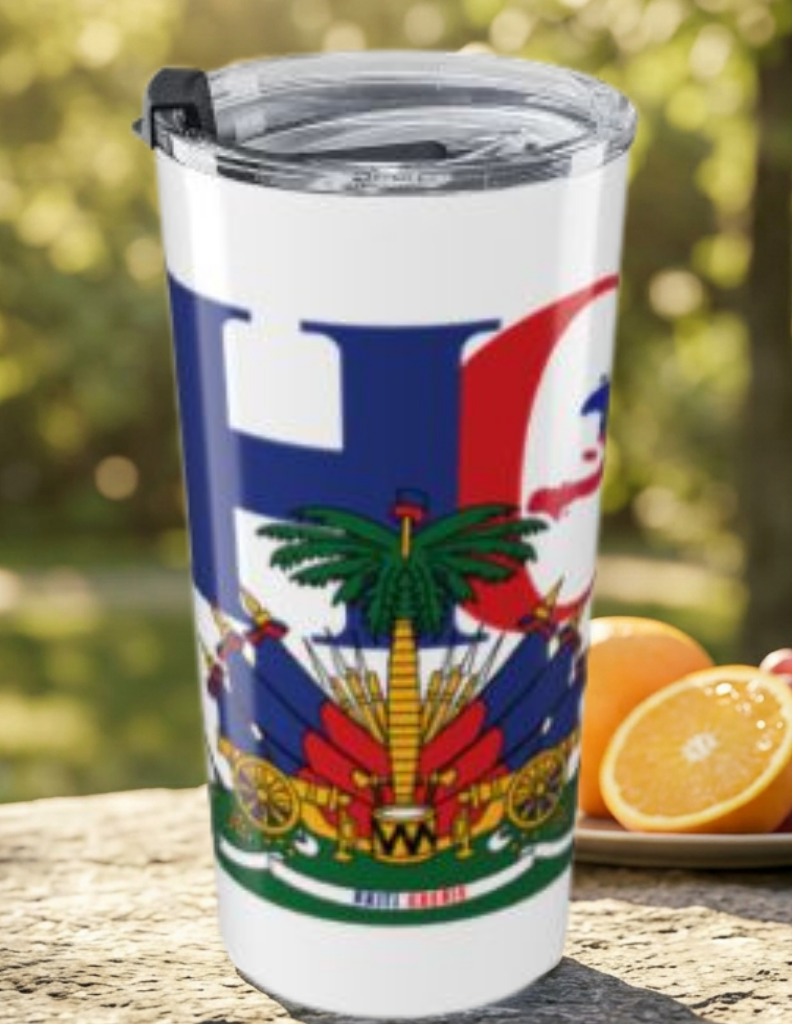 Haiti Flag Crest 20oz Tumbler — Haitian Coat of Arms Travel Cup