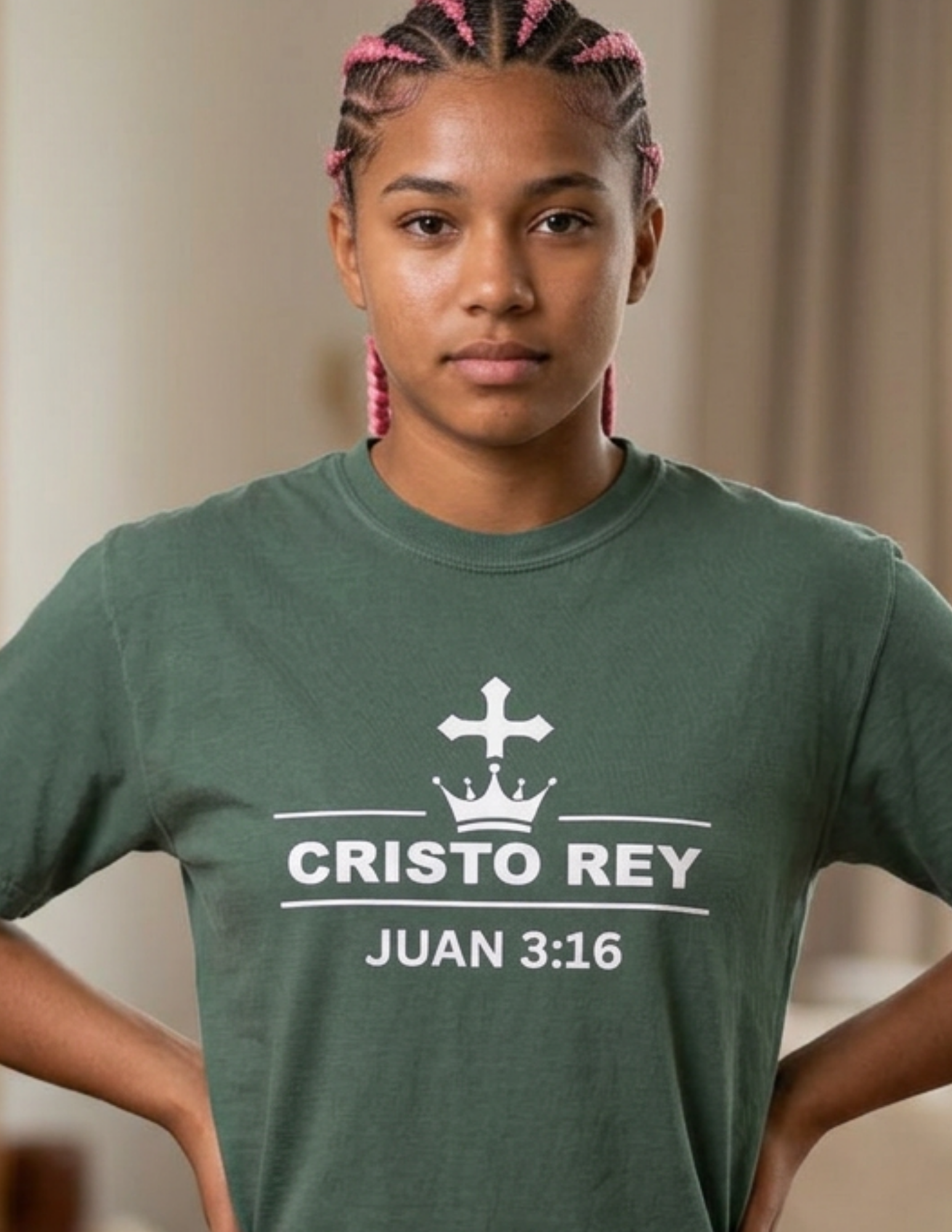 Cristo Rey Juan 3:16 T-Shirt — Christian Faith Tee with Cross & Crown