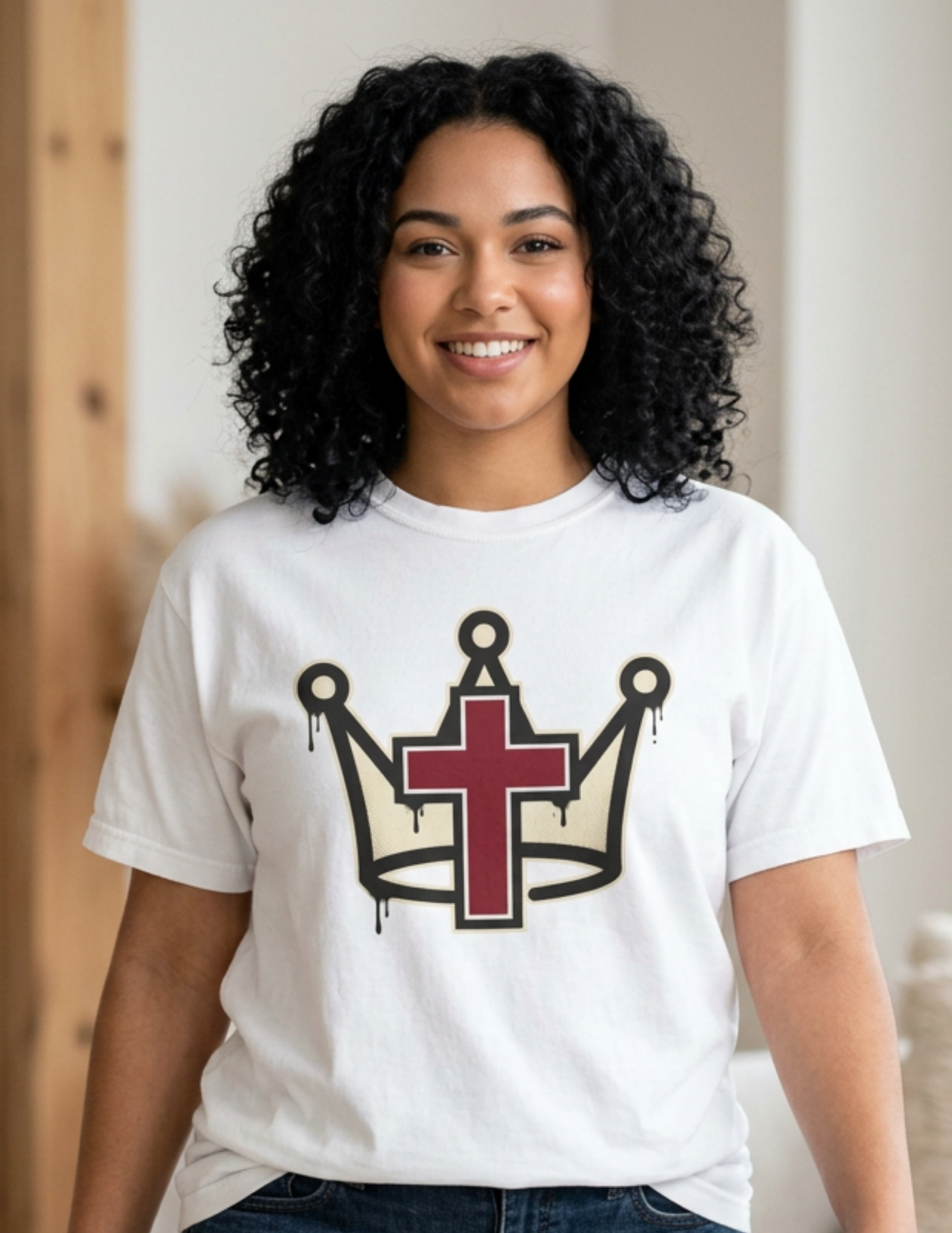Christian Crown T‑Shirt – Red Cross Crown Graphic Tee