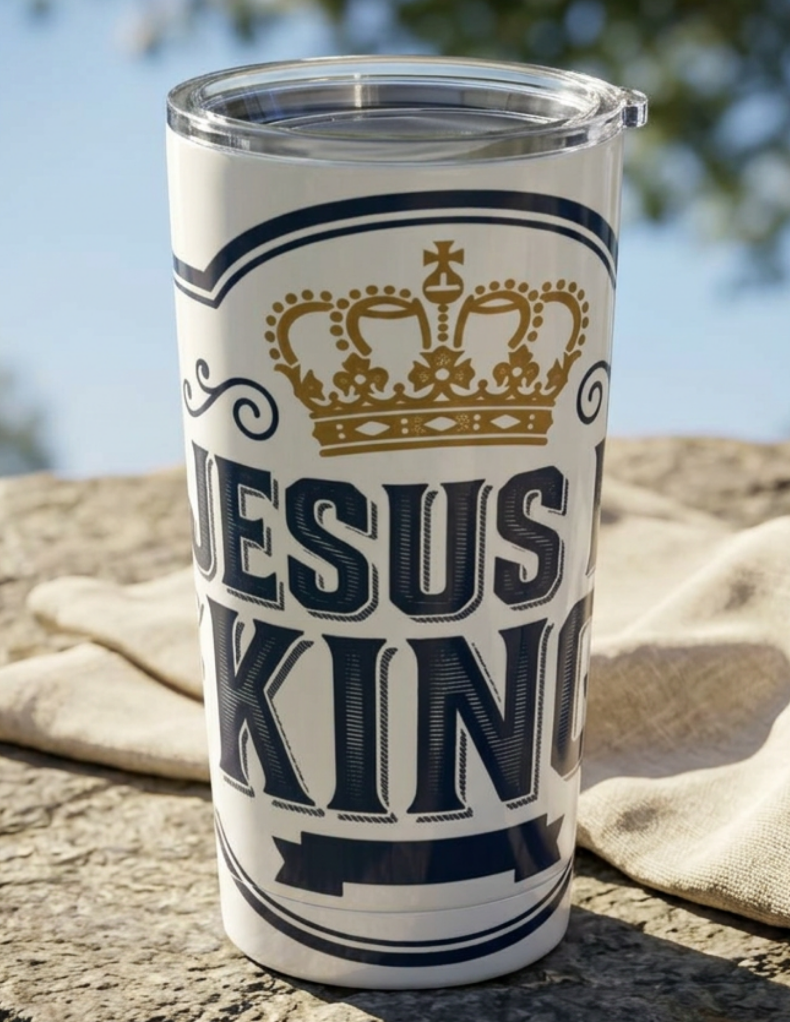 Jesus Is King 20oz Stainless Steel Tumbler — Insulated Christian Travel Mug with Crown Design
