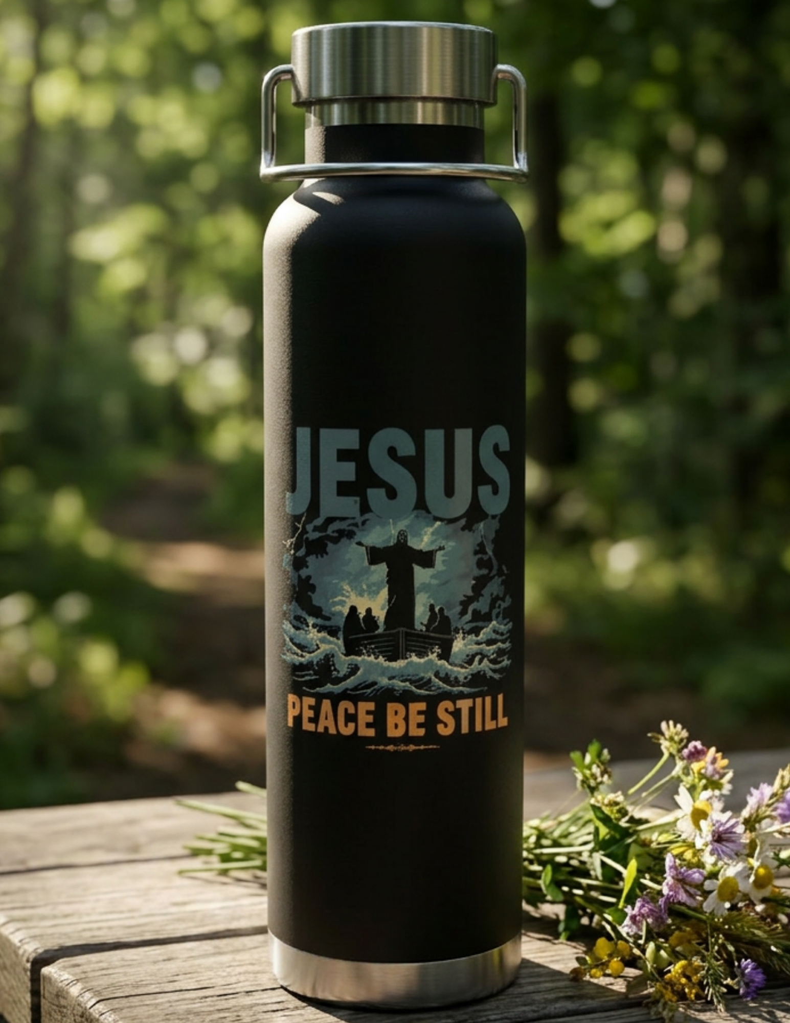 Jesus 'Peace Be Still' 22oz Insulated Water Bottle