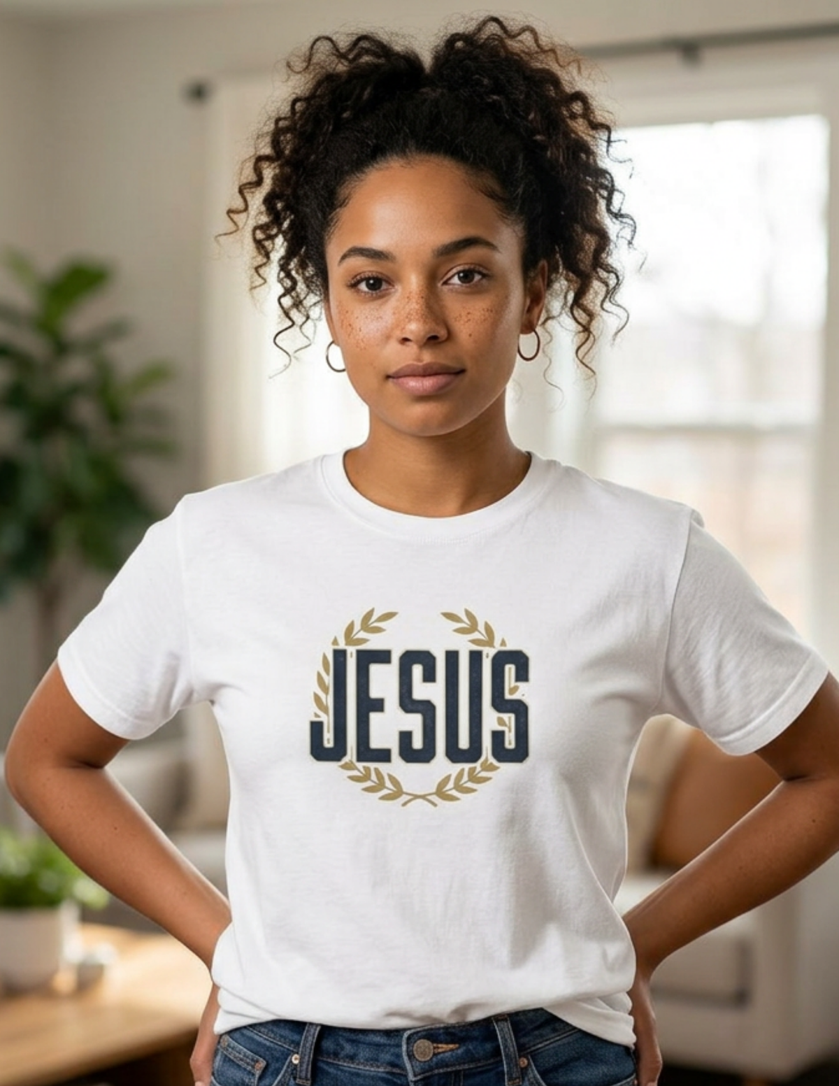 Jesus Laurel Wreath T-Shirt — Faith Graphic Tee