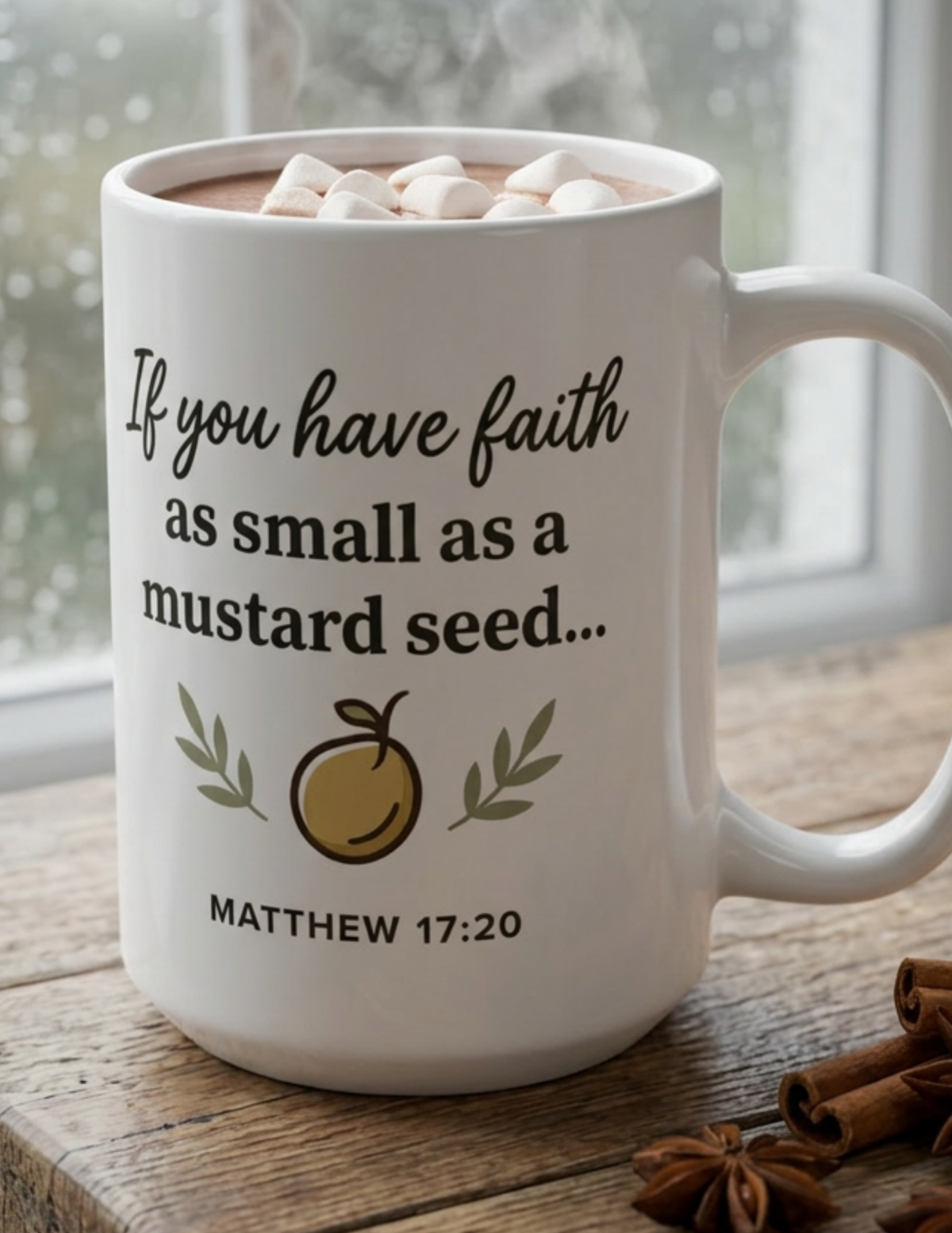 Faith Can Move Mountains 15oz Mug — Matthew 17:20 Christian Coffee Cup