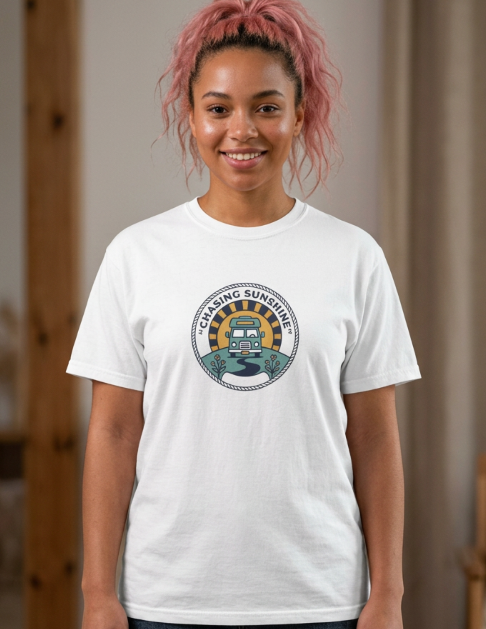 Camping Sunrise T-Shirt – Vintage Camper Van Graphic