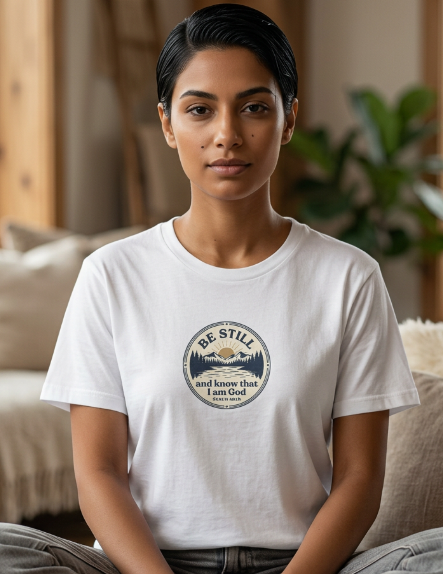 Be Still Mountain T-Shirt — 'Be Still and Know That I Am God' Christian Graphic Tee