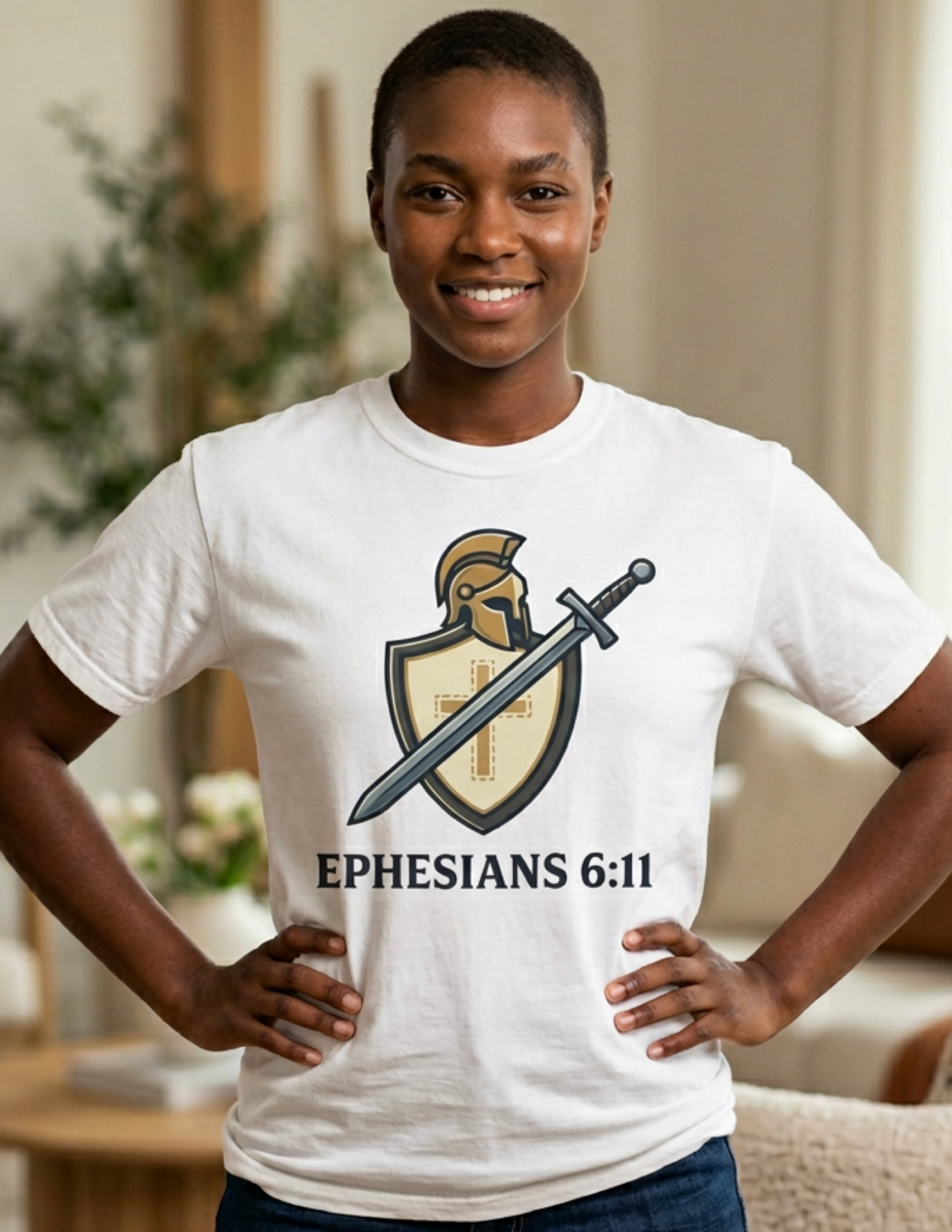 Ephesians 6:11 Armor of God T-Shirt — Christian Faith Shield & Sword Tee