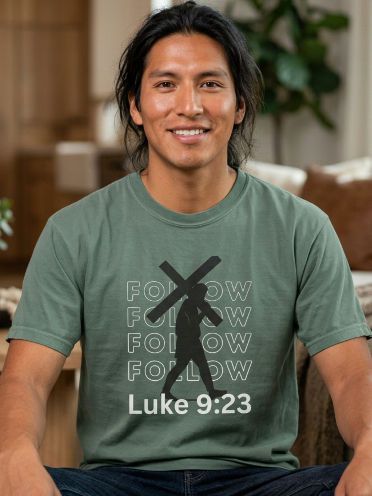 Follow Christ Cross (Luke 23) Christian Faith T-shirt