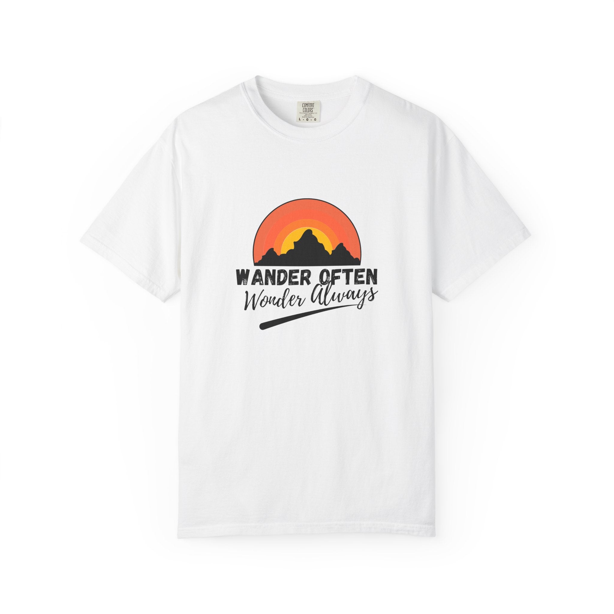 Wander Often Wonder Always T-Shirt – Sunset Mountain Adventure Tee