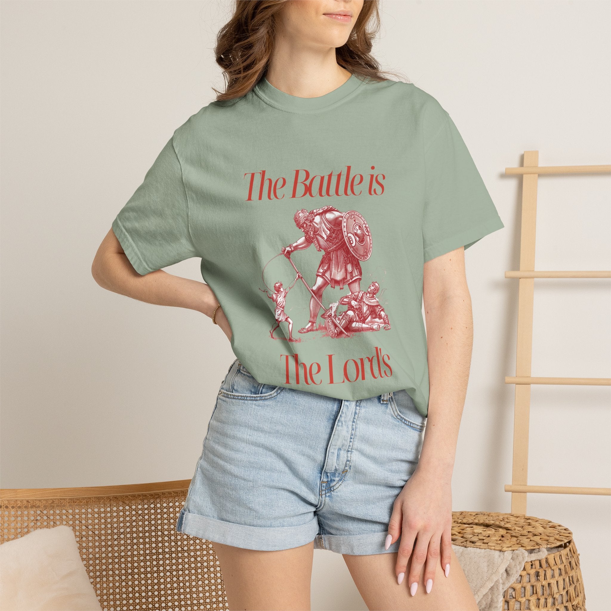 Christian Graphic T-Shirt — "The Battle is The Lord's" Vintage Faith Tee