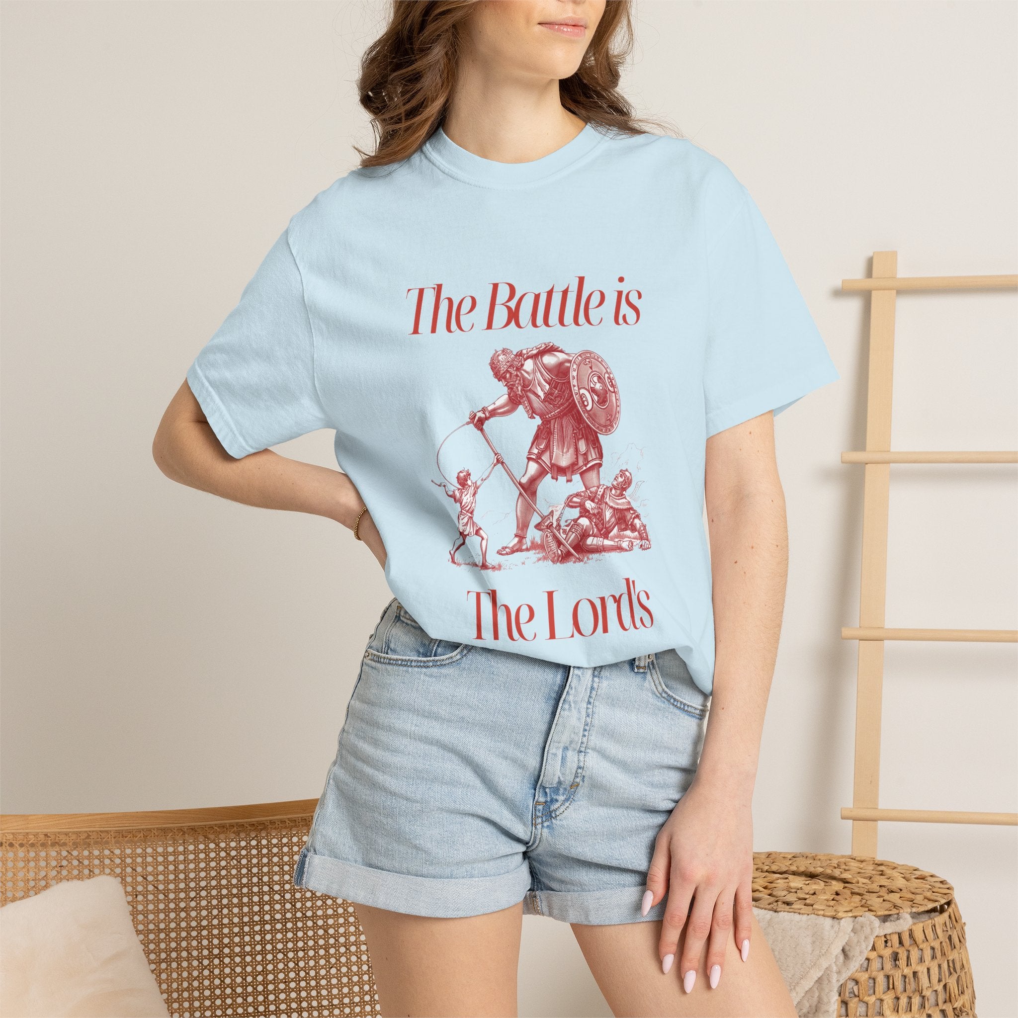 Christian Graphic T-Shirt — "The Battle is The Lord's" Vintage Faith Tee