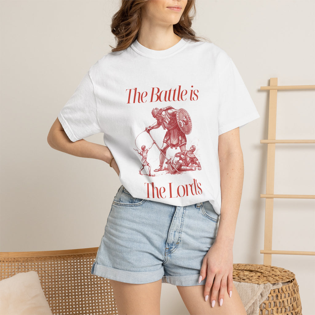 Christian Graphic T-Shirt — "The Battle is The Lord's" Vintage Faith Tee