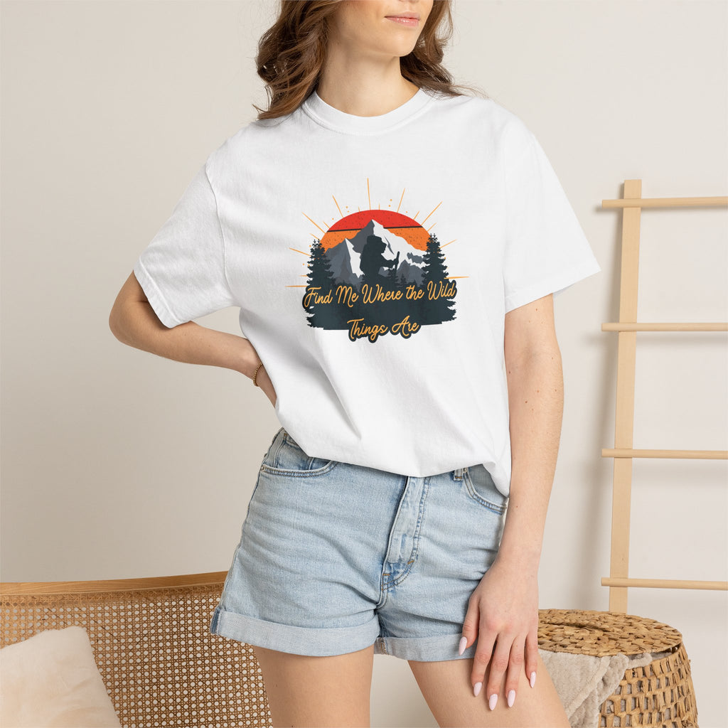 Mountain Sunset T-Shirt — 'Lead Me Where the Wild Things Are' Outdoor Graphic Tee