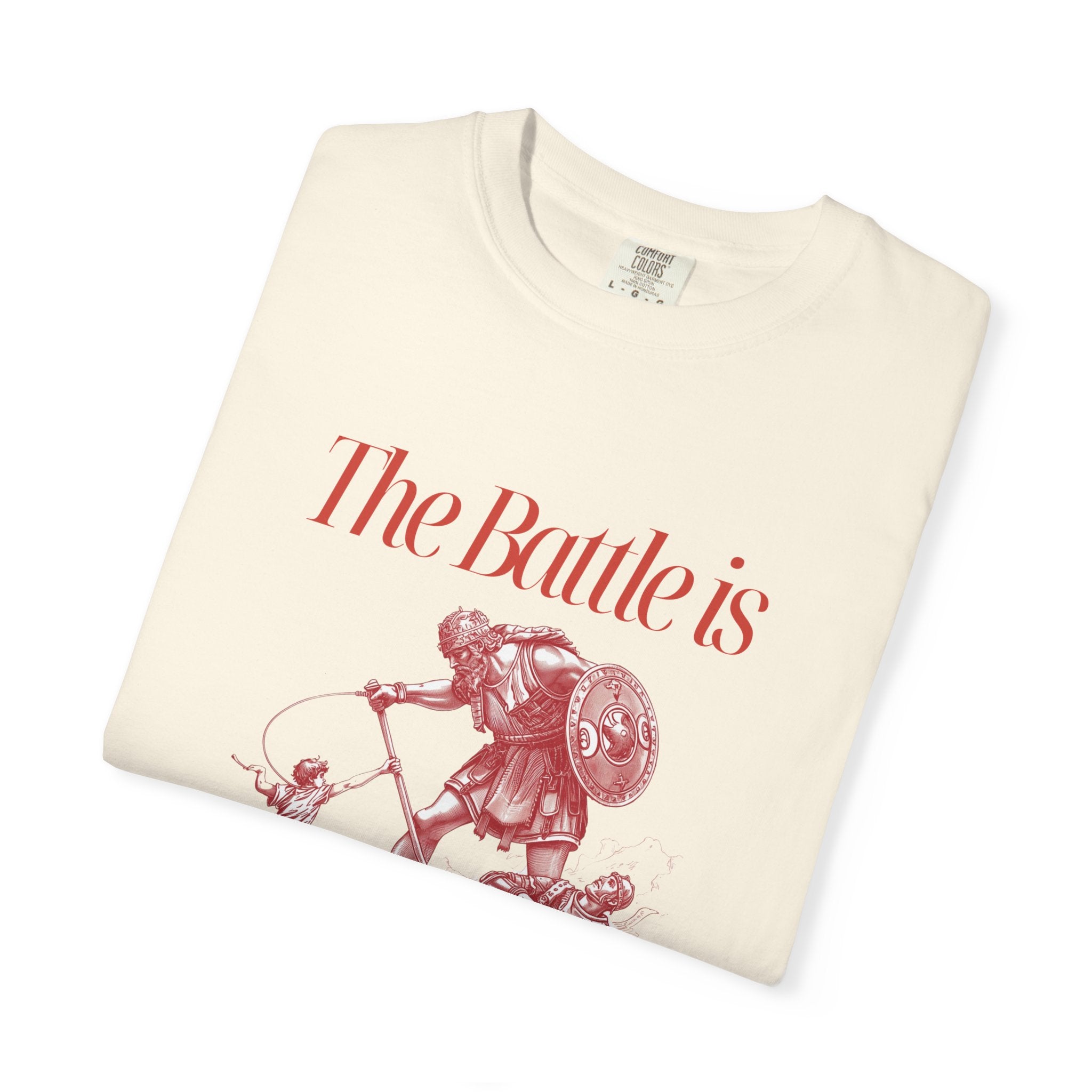 Christian Graphic T-Shirt — "The Battle is The Lord's" Vintage Faith Tee