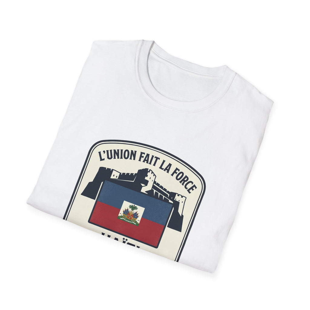 Haiti Vintage Crest T-Shirt — "L'union Fait la Force" Flag Tee