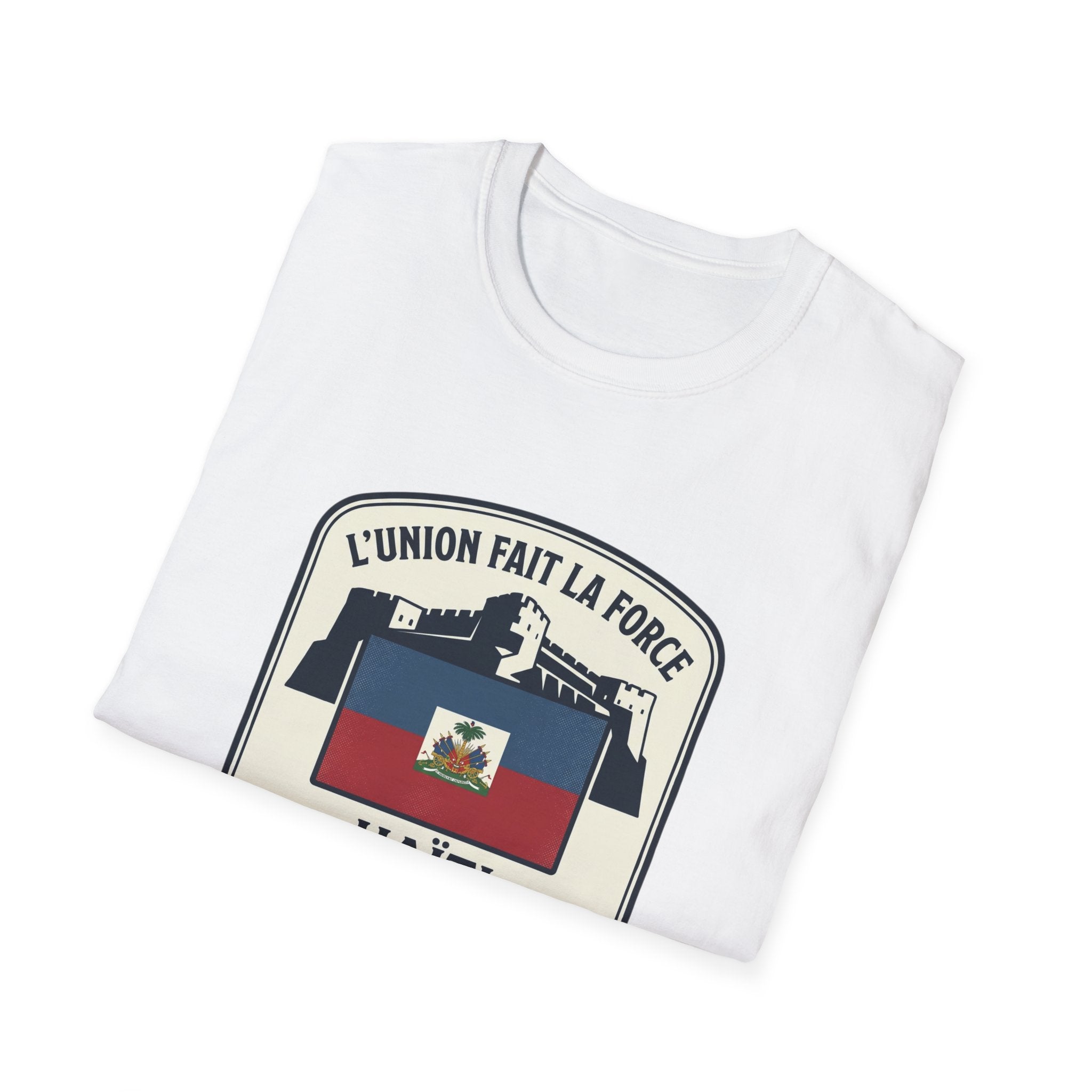Haiti Vintage Crest T-Shirt — "L'union Fait la Force" Flag Tee