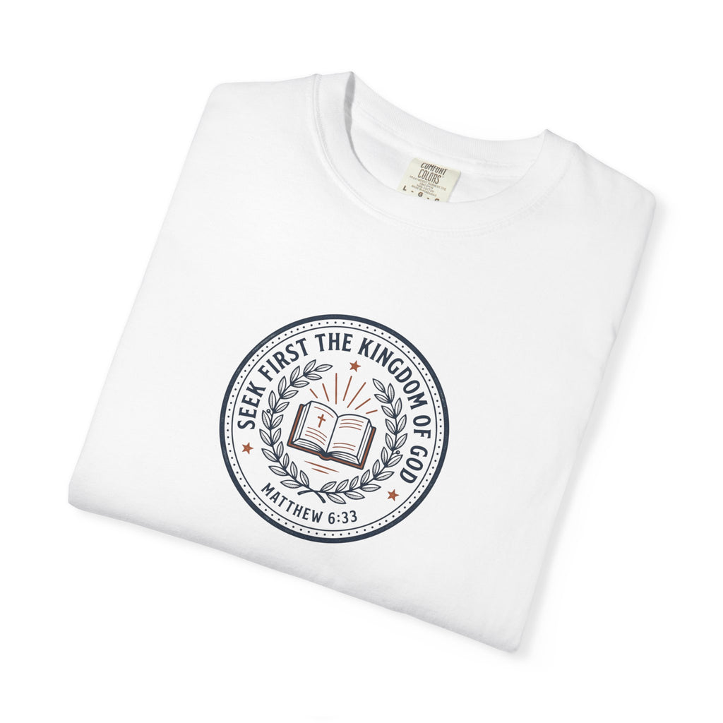 T-Shirt — "Seek First the Kingdom of God" Scripture Seal Tee