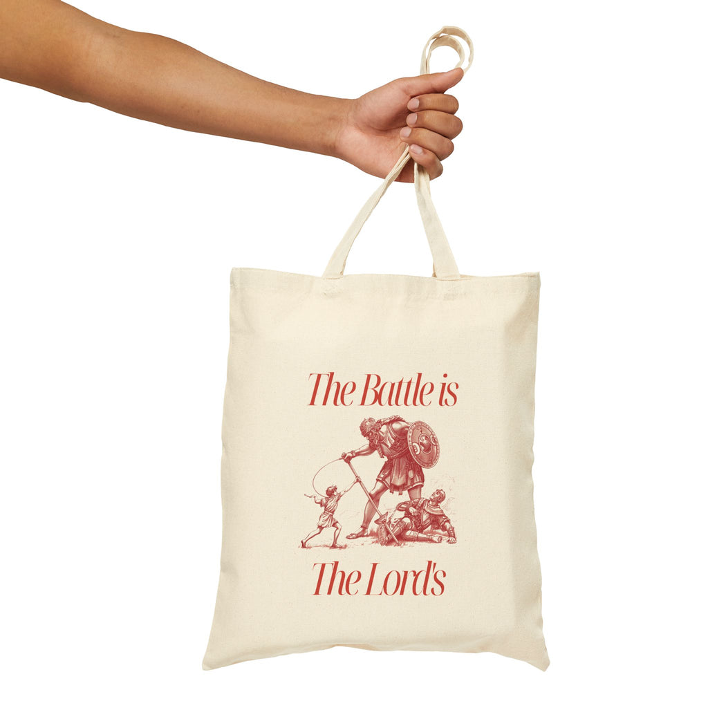 The Battle Is The Lords Tote Bag — Vintage Religious Illustration Cotton Canvas Tote