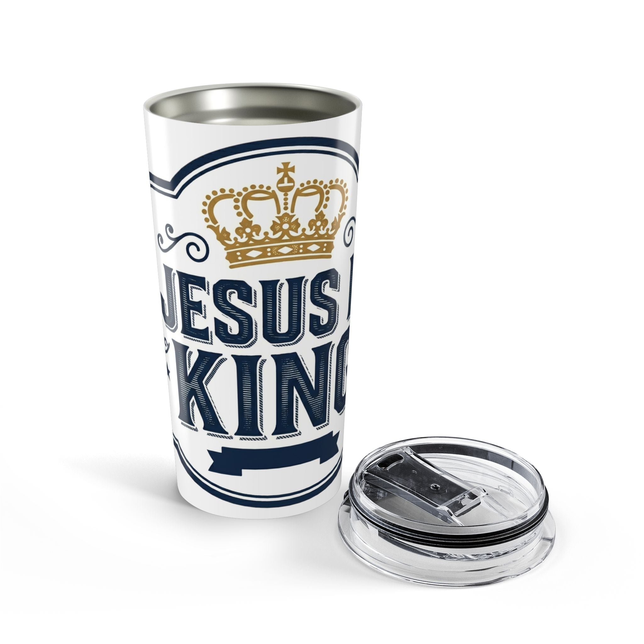Jesus Is King 20oz Stainless Steel Tumbler — Insulated Christian Travel Mug with Crown Design