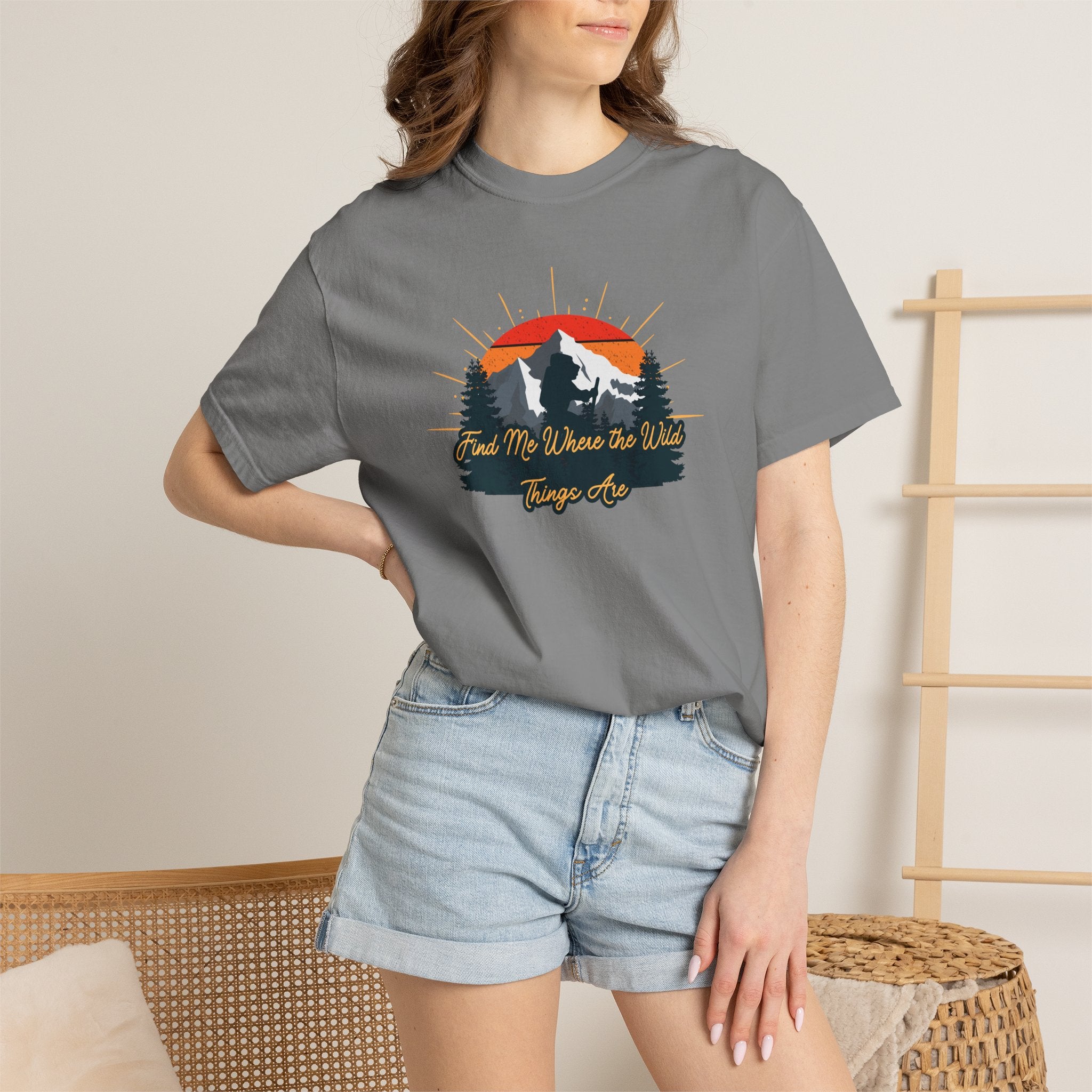Mountain Sunset T-Shirt — 'Lead Me Where the Wild Things Are' Outdoor Graphic Tee