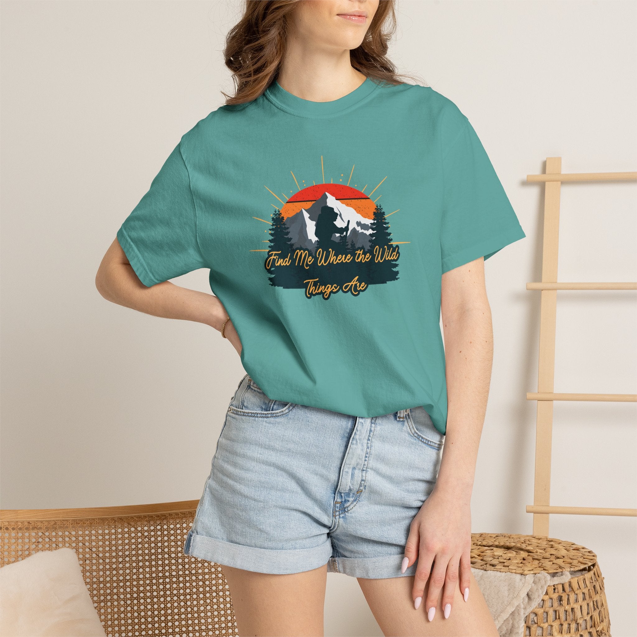 Mountain Sunset T-Shirt — 'Lead Me Where the Wild Things Are' Outdoor Graphic Tee