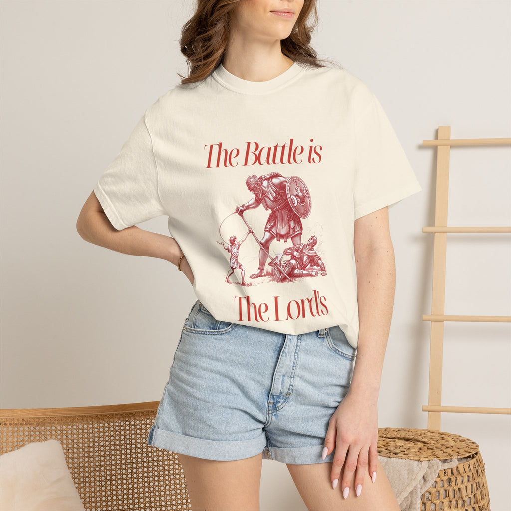 Christian Graphic T-Shirt — "The Battle is The Lord's" Vintage Faith Tee