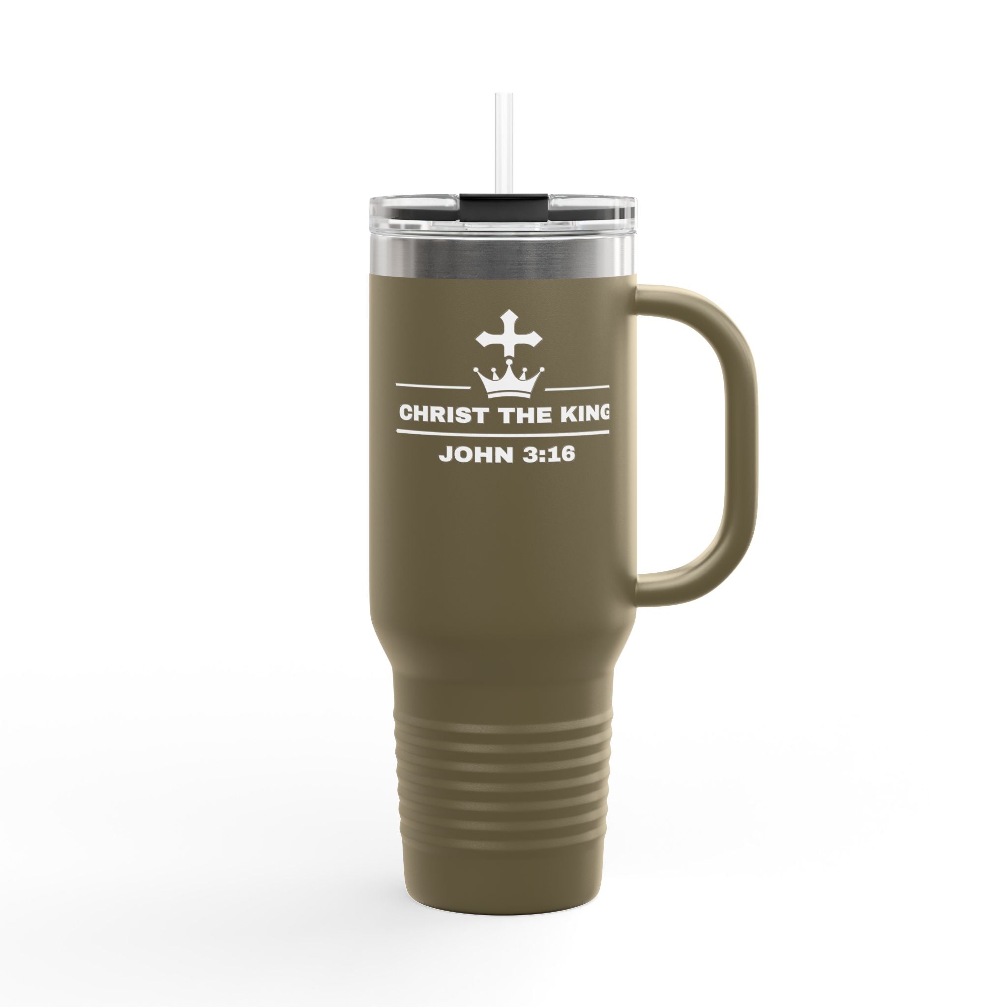 40oz Insulated Travel Mug — "Christ the King" John 3:16 Tumbler
