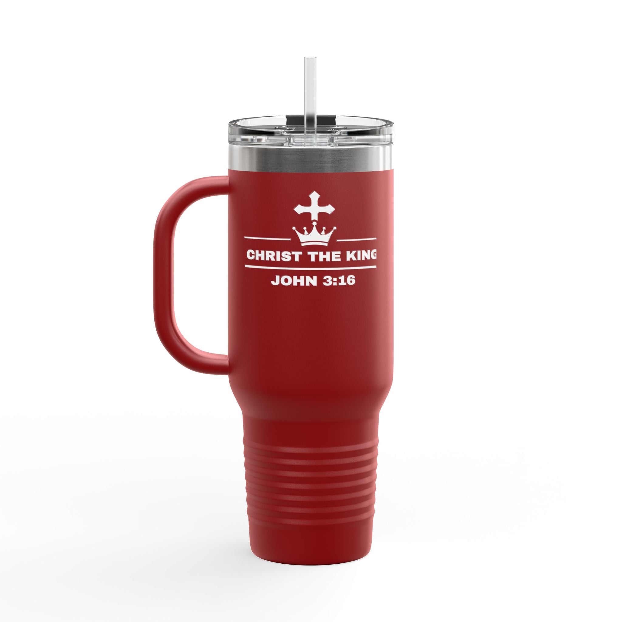 40oz Insulated Travel Mug — "Christ the King" John 3:16 Tumbler