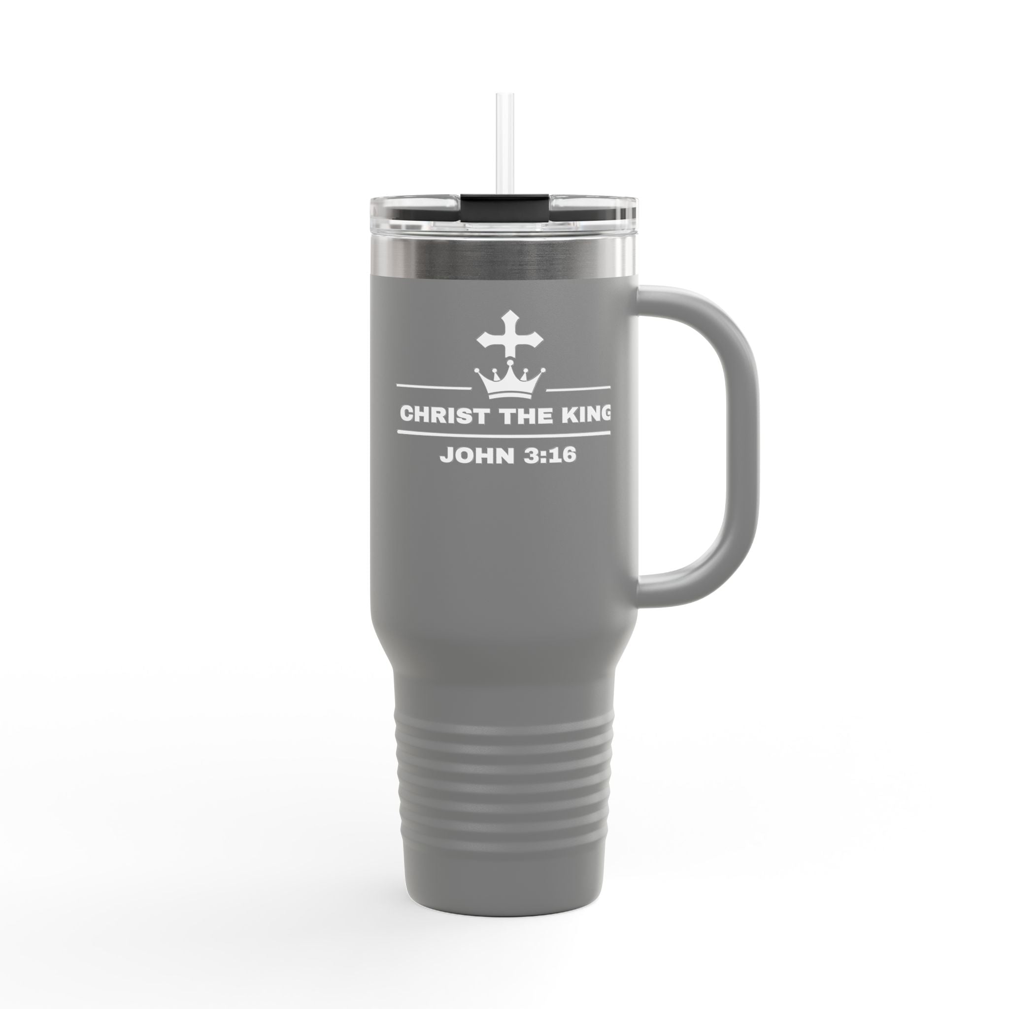 40oz Insulated Travel Mug — "Christ the King" John 3:16 Tumbler